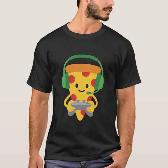 Camiseta Funny Gamer Pizza Gaming Video Game Enthusiast Boy (Frente)