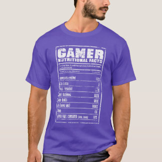 Camiseta Funny Gaming Gamer Nutritional Facts Gift Gamer vi