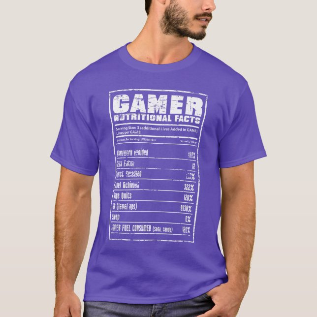 Camiseta Funny Gaming Gamer Nutritional Facts Gift Gamer vi (Frente)