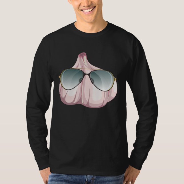 Camiseta Funny Garlic With Shades Outfit Love Spices (Frente)
