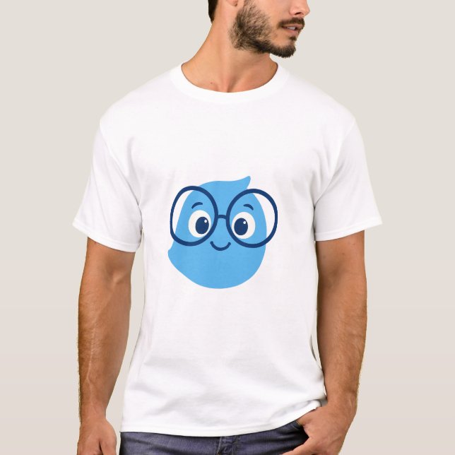 Camiseta Funny Geeky Smiley Face T-Shirt for Men – Cute Blu (Frente)