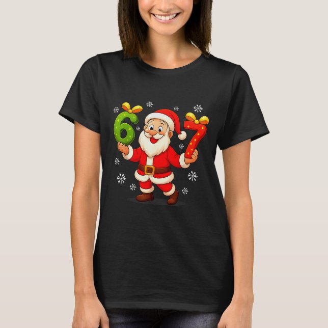 Camiseta Funny Gen Alpha Slang 6 7 Christmas Santa Six Seve (Frente)