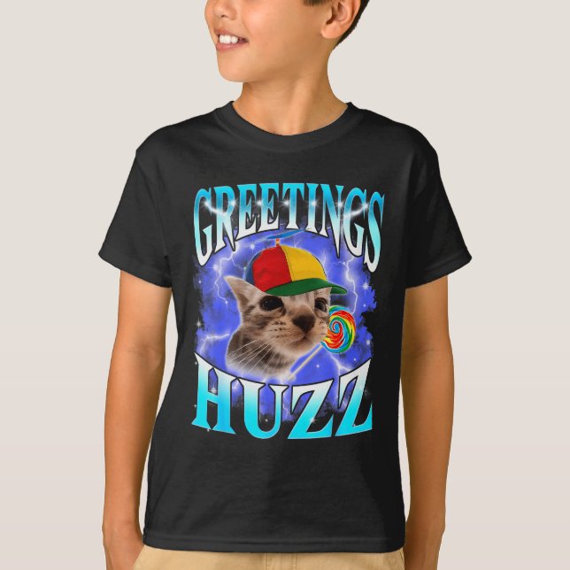 Camiseta Funny Gen Z Gen Alpha Slang Cat Meme Greetings Huz (Frente)