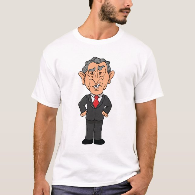 Camiseta Funny George W Bush Political Caricature (Frente)