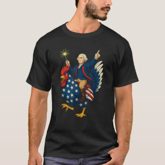Camiseta Funny George Washington dirigindo galinha 4 de jul