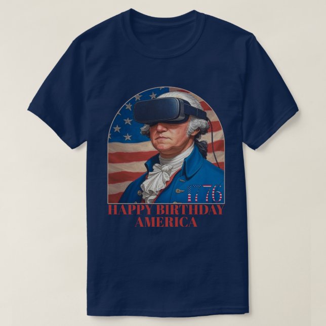 Camiseta Funny George Washington VR Parabéns América (Frente do Design)