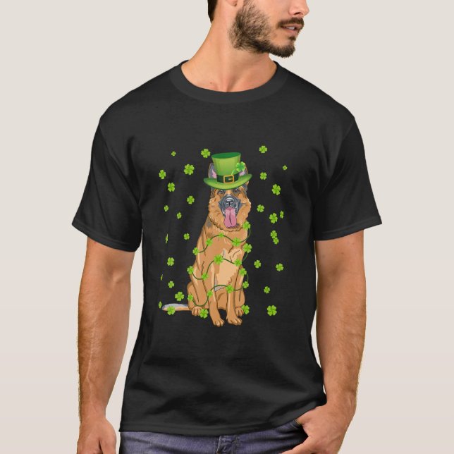 Camiseta Funny German Shepherd Dog Leprechaun Hat St. Patri (Frente)