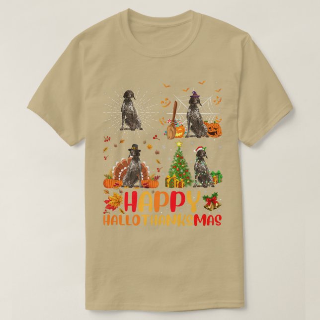 Camiseta Funny German Shorthaired Pointer Dog Happy Halloth (Frente do Design)