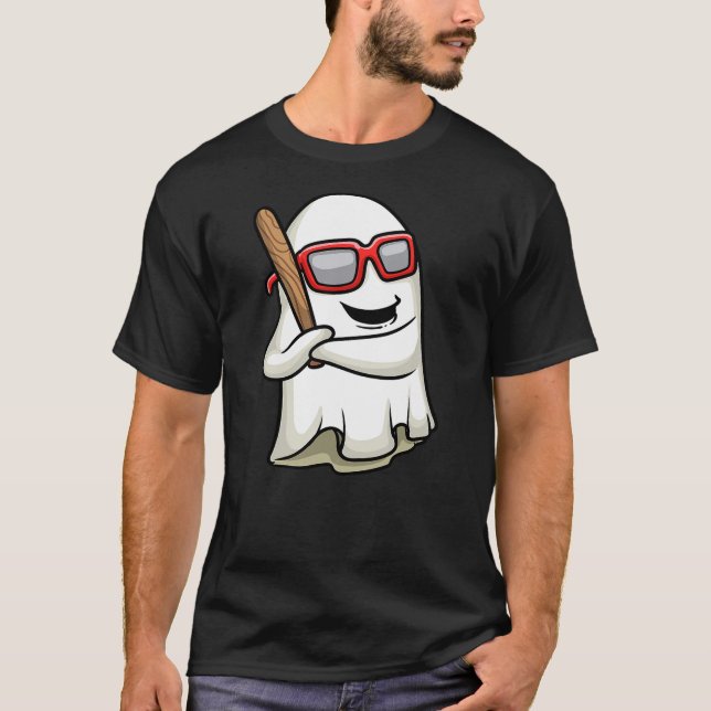 Camiseta Funny Ghost Baseball Player Bat Sports Halloween M (Frente)