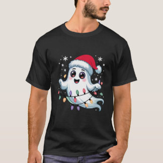Camiseta Funny Ghost Christmas Santa Hat Holiday Mashup Spo