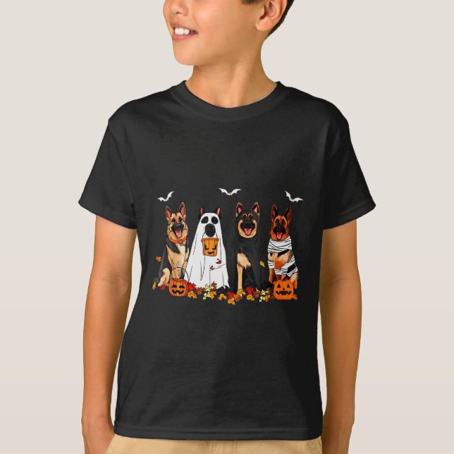 Camiseta Funny Ghost German Shepherd Halloween Dog Mom Dog  (Frente)
