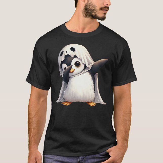 Camiseta Funny Ghost Penguin Halloween Animals Penguin Love (Frente)