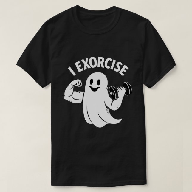 Camiseta Funny Ghost Workout - "Eu Exerco" Halloween Gym (Frente do Design)