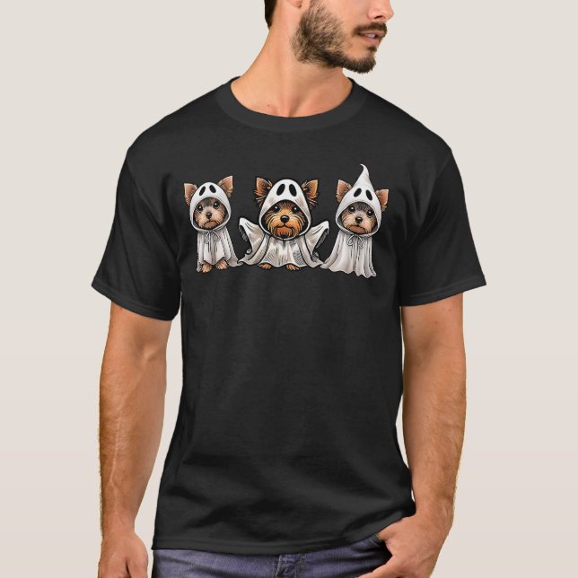 Camiseta Funny Ghost Yorkshire Terrier Yorkie Dog Lover Hal (Frente)