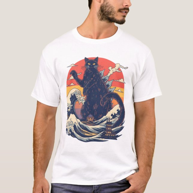 Camiseta Funny Giant Cat Catzilla Shirt (Frente)