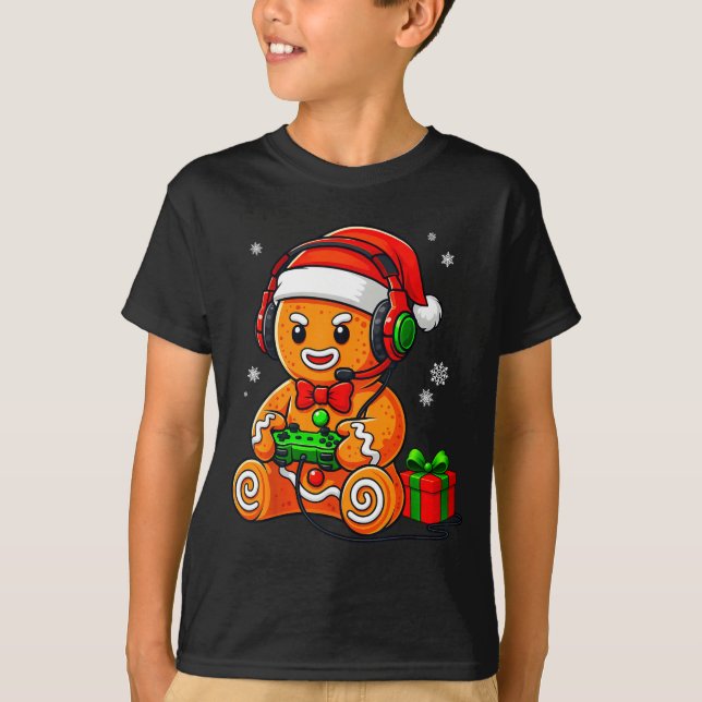 Camiseta Funny Gingerbread Gaming Pjs Pajamas Christmas Xma (Frente)