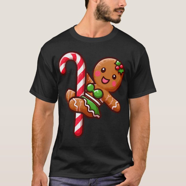 Camiseta Funny Gingerbread Girl Candy Cane Dancer Christmas (Frente)