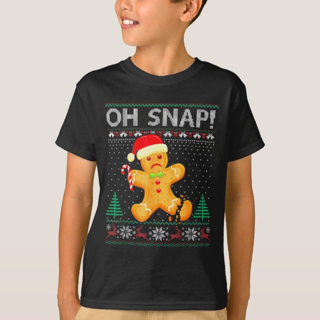 Camiseta Funny Gingerbread Man Oh Snap Christmas Ugly Xmas  (Frente)
