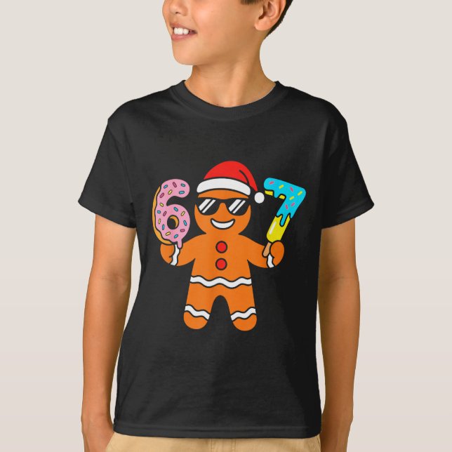 Camiseta Funny Gingerbread Six Seven 67 Ice Cream Drip Chri (Frente)