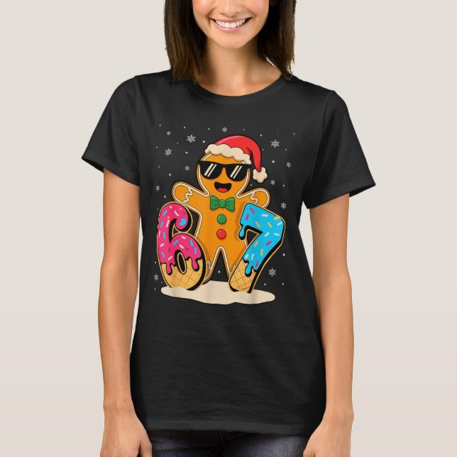 Camiseta Funny Gingerbread Six Seven 67 Ice Cream Drip Chri (Frente)