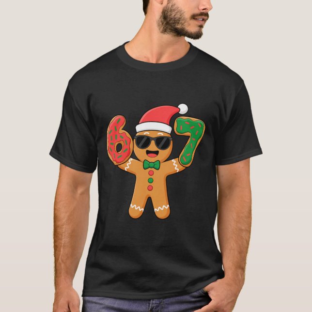 Camiseta Funny Gingerbread Six Seven 67 Ice Cream Drip Chri (Frente)