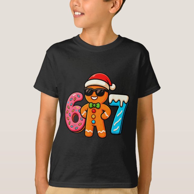 Camiseta Funny Gingerbread Six Seven 67 Ice Cream Drip Chri (Frente)