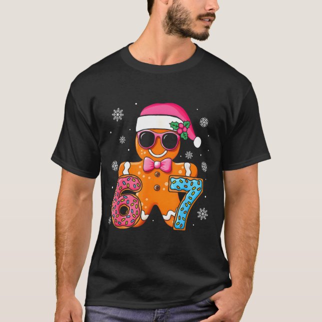 Camiseta Funny Gingerbread Six Seven 67 Ice Cream Drip Chri (Frente)