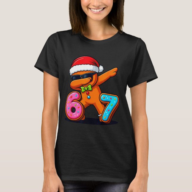 Camiseta Funny Gingerbread Six Seven 67 Ice Cream Drip Chri (Frente)