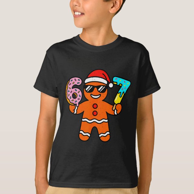 Camiseta Funny Gingerbread Six Seven 67 Ice Cream Drip Chri (Frente)