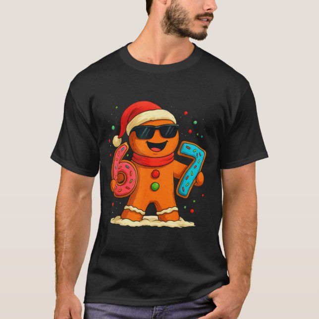 Camiseta Funny Gingerbread Six Seven 67 Ice Cream Drip Chri (Frente)
