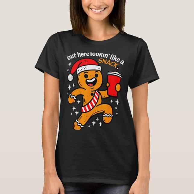 Camiseta Funny Gingerbread Snack Christmas Xmas Teens Girls (Frente)