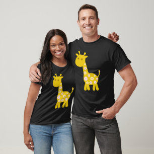 Camiseta Funny Giraffe Amarelo flora padrão retro