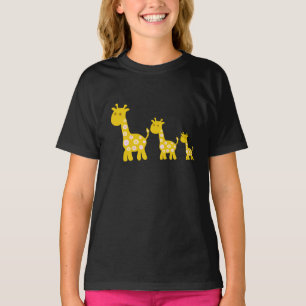 Camiseta Funny Giraffe Amarelo flora padrão retro