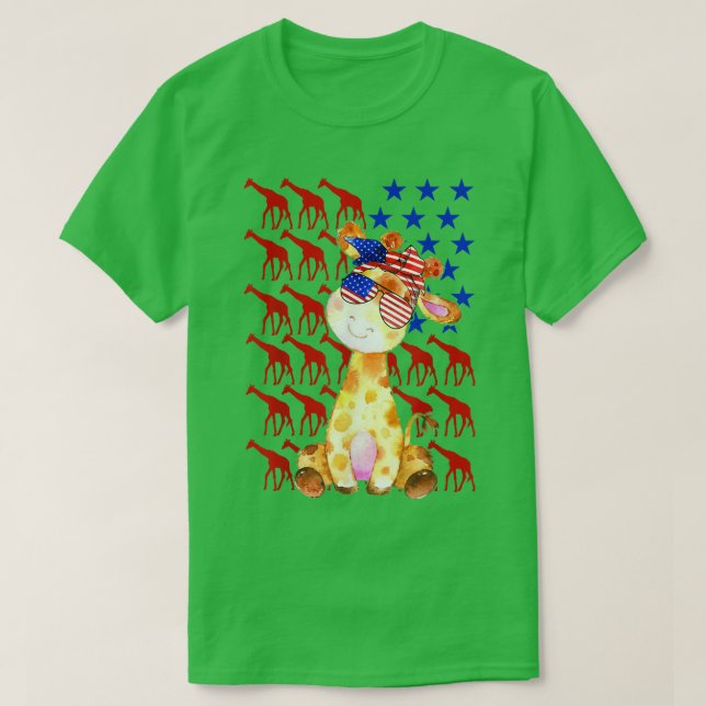 Camiseta Funny Giraffe American Flag Giraffe Lover 4th Of J (Frente do Design)
