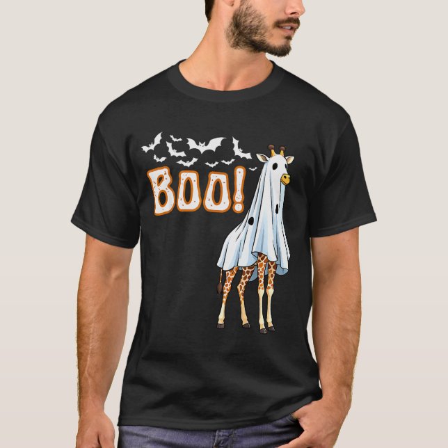 Camiseta Funny Giraffe Ghost Boo Shirt Cute Animal Hallowee (Frente)