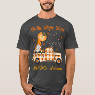 Camiseta Funny Gnome Faith Hope Love ADHD Awareness 