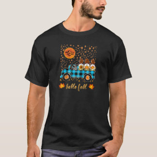 Camiseta Funny Gnomes Holding Pumpkins Riding Truck Autumn