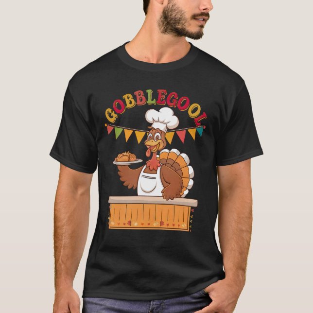 Camiseta Funny Gobblegool Turquia Chef Ação de Graças Festi (Frente)