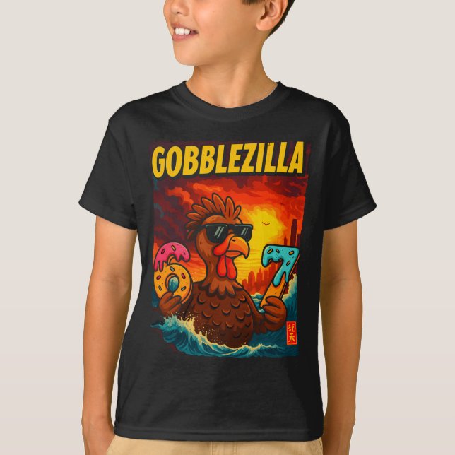 Camiseta Funny Gobblezilla Meme Thanksgiving And 6-7 Christ (Frente)