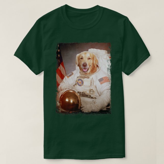 Camiseta Funny Golden Retriever Astronaut Space Mission Ast (Frente do Design)