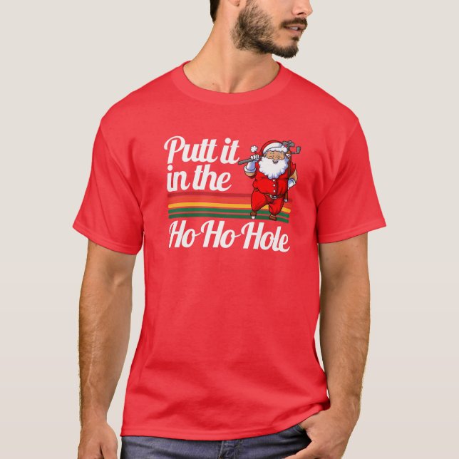 Camiseta Funny Golfing Christmas Tee Holiday Golf Ball Sant (Frente)