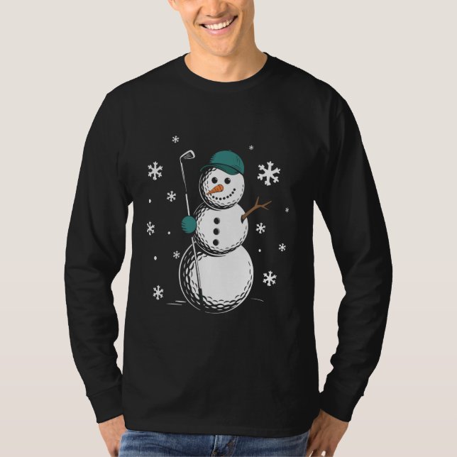 Camiseta Funny Golfing Snowman Balls Snow Winter Holiday fo (Frente)