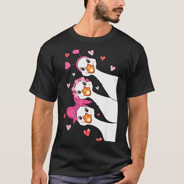 Camiseta Funny Goose Happy Valentine Goose Cute Heart Lover (Frente)