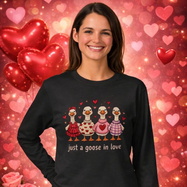 Camiseta Funny Goose Valentines Womens T-shirt (Criador carregado)