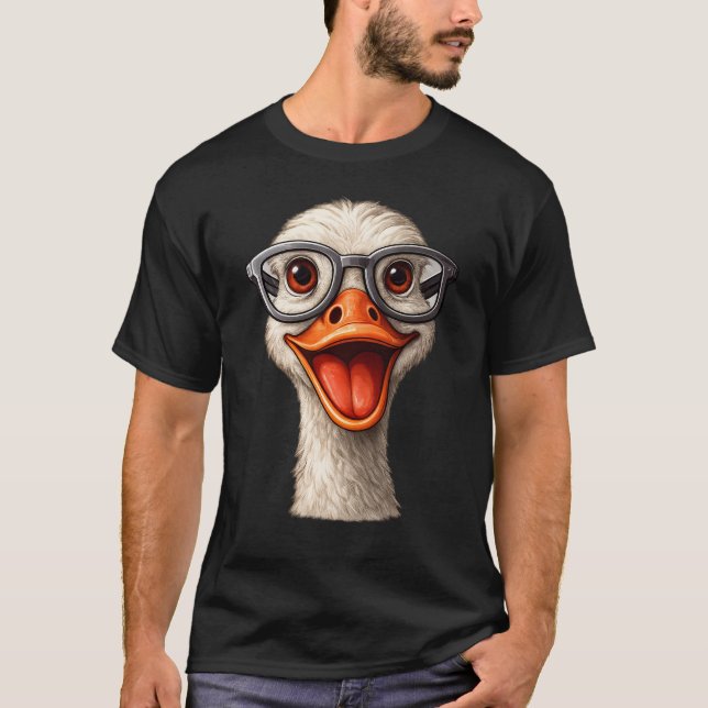 Camiseta Funny Goose With Glasses – Pato Nerd Fofo (Frente)