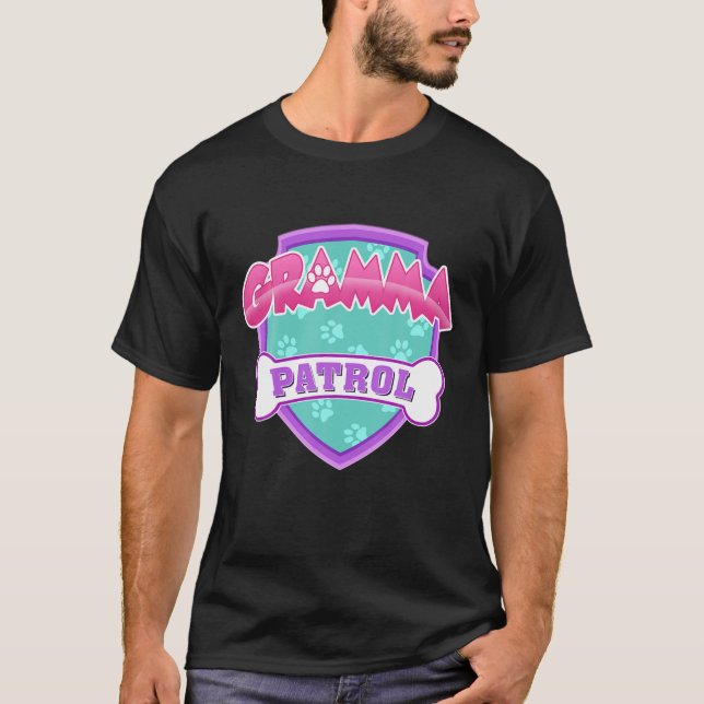 Camiseta Funny Gramma Patrol - Mãe De Cachorro, Pai Para Mu (Frente)
