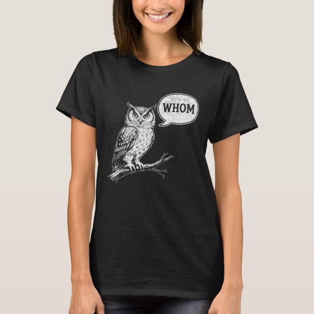 Camiseta Funny Grammar Owl English Teacher Humor Tee with W (Frente)