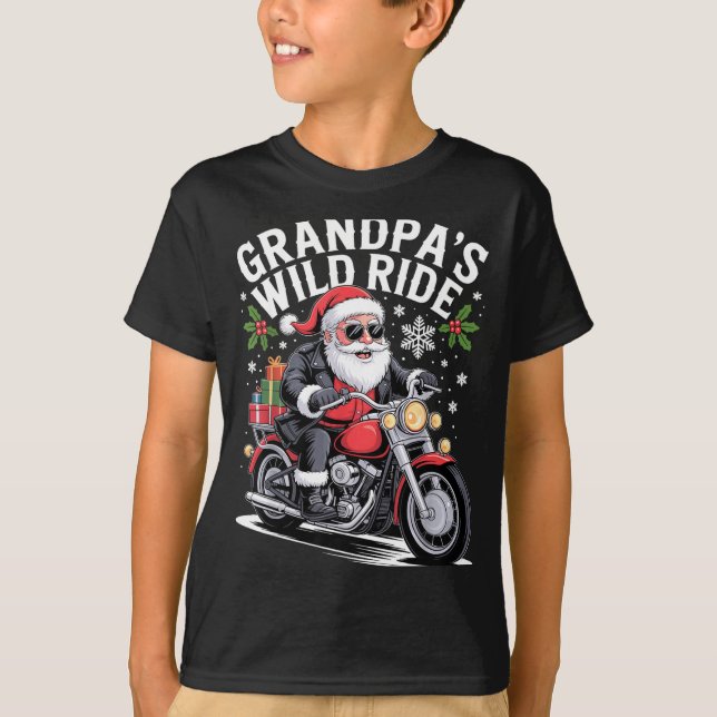 Camiseta Funny Grandpa's Biker Ride Christmas Motorcycle Sa (Frente)