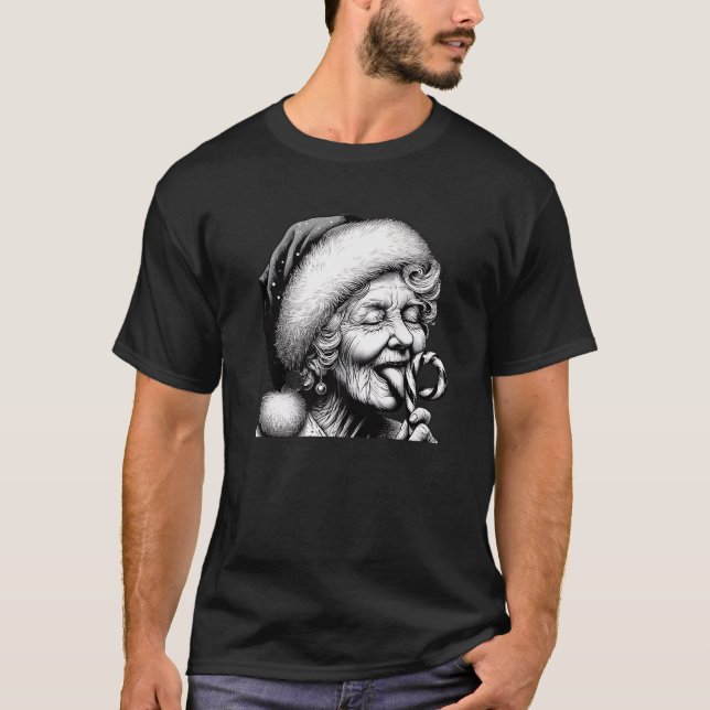 Camiseta Funny Granny Nana Licking Candy Cane Grandma Chris (Frente)