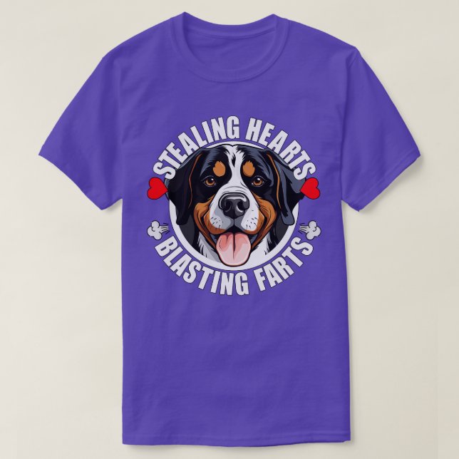 Camiseta Funny Greater Swiss Mountain Dog Swissy Roubando H (Frente do Design)